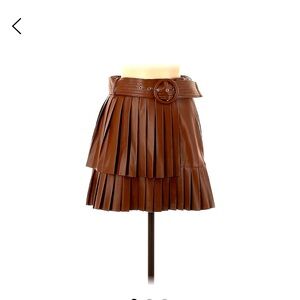 Zara 100% polyester faux leather brown skirt.